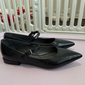 Franco Sarto Black Textured Mary Jane Flats